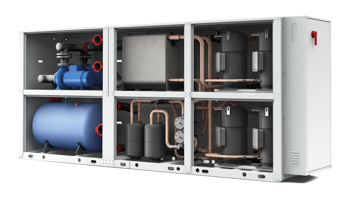 Water-cooled chillers and heat pumps